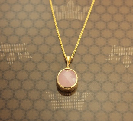 Pink Opal 14k Gold Plated Necklace